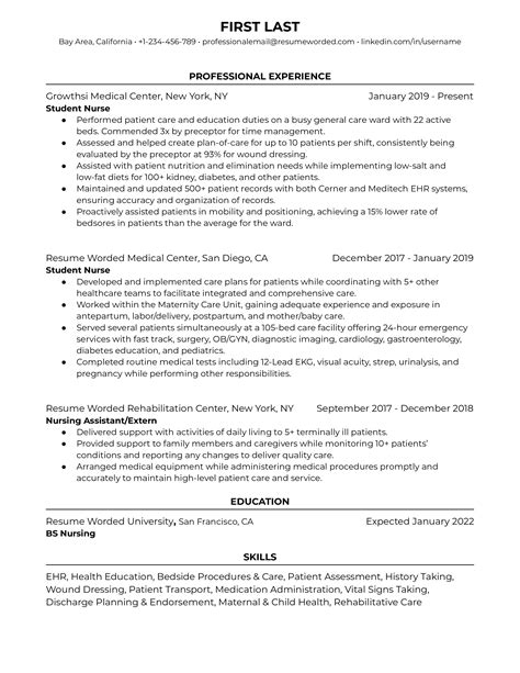 Nursing Student Resume Examples for 2024 | Resume Worded