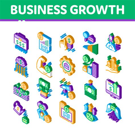 Business Growth Isometric Icons Set Vector 19475477 Vector Art at Vecteezy