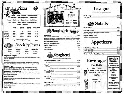 Menu for The Pizza Place in Weatherford, TX | Sirved