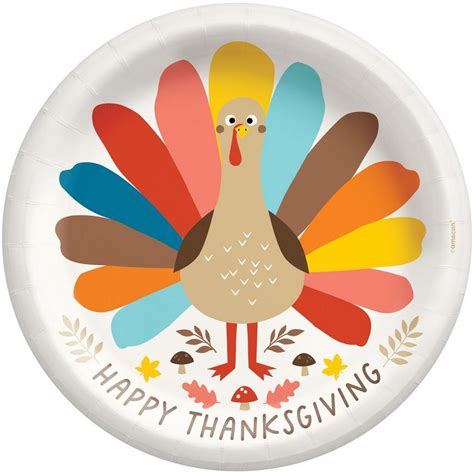 Happy Thanksgiving Turkey Paper Dinner Plates, 10in, 20ct | Party City