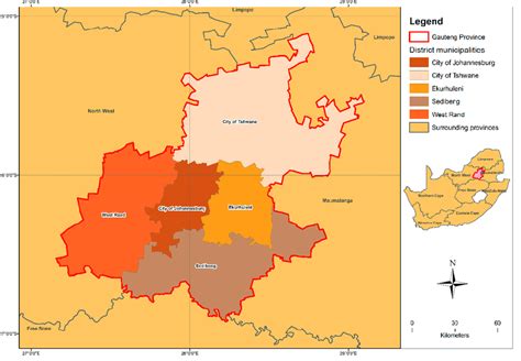 Map of Gauteng Province and its five municipalities (Source: Thandi... | Download Scientific Diagram