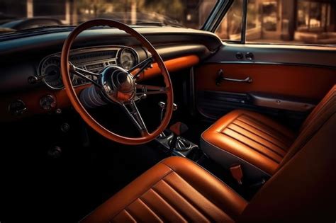 Premium AI Image | Classic hot rods interior with leather seats and ...