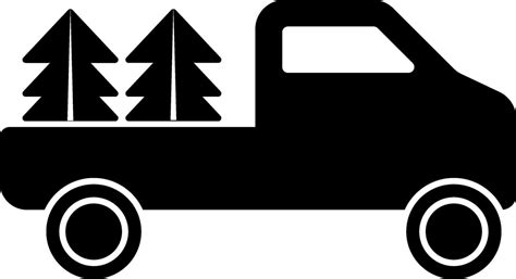 Black and White icon of pick up truck with Xmas Trees. 25315779 Vector ...