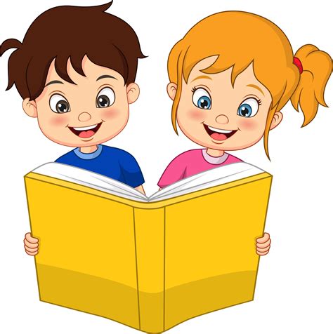 Cute little boy and girl reading a book together 13178257 Vector Art at Vecteezy