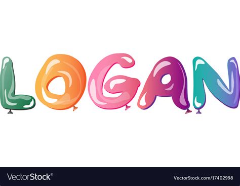 Male name logan text balloons Royalty Free Vector Image