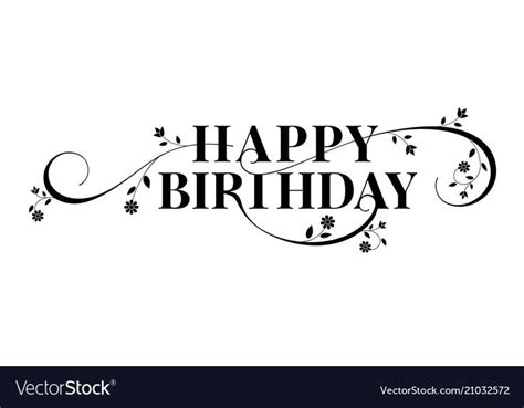 Happy birthday lettering text design floral vector image on VectorStock ...