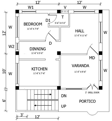 19’x30’ simple 1BHK house detail is given in this 2D Autocad DWG drawing file. Download the 2D ...