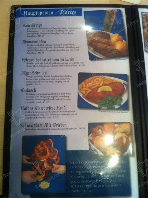 Menu at Prost German Restaurant, Port Deposit, Jacob Tome Hwy