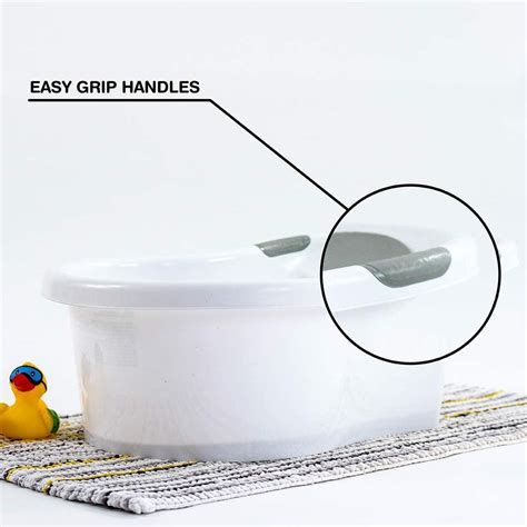 Nuby Baby Bath with Built in Seat and Soft Headrest, White and Grey ...