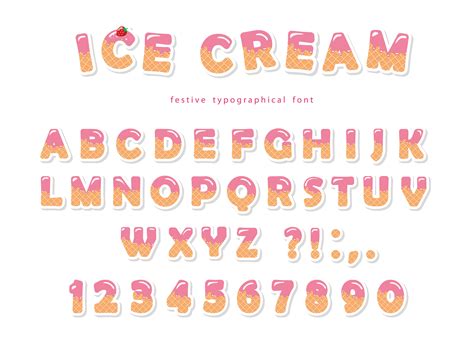 Ice cream font with cute wafer letters and numbers 664509 Vector Art at ...