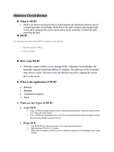 Miniature Circuit Breaker | PDF | Electronics | Electromagnetism