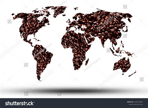 World Map Coffee Beans Background Stock Illustration 1490728001 ...