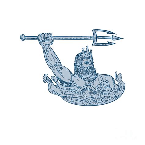 Poseidon Wielding Trident Drawing Digital Art by Aloysius Patrimonio - Fine Art America