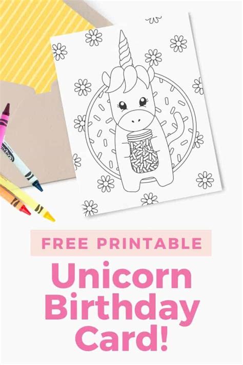 Printable Unicorn Birthday Card - Design Eat Repeat