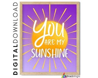 Purple You Are My Sunshine Wall Art - Etsy