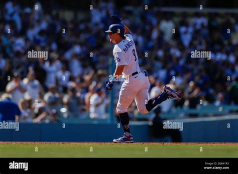 Los Angeles Dodgers infielder Zach McKinstry (8) hits a home run during ...