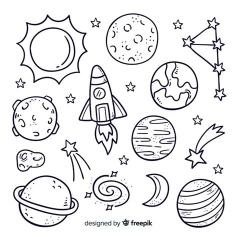 Pack of hand drawn planet in doodle styl... | Premium Vector #Freepik #vector #design #hand #sun ...