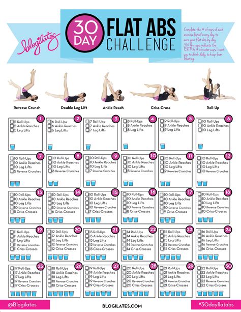 30 Day Flat Ab Challenge Printable Calendar