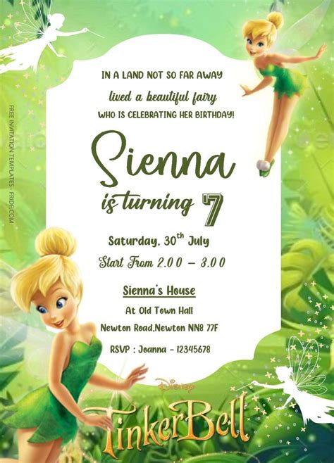 Free Editable Word - Tinkerbell Birthday Invitation Templates ...