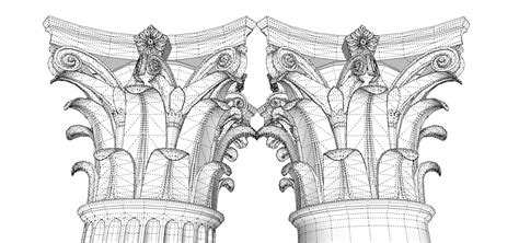 Classical corinthian columns and pillars low-poly 3D Model in Decoration 3DExport