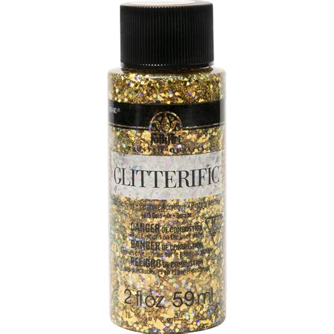 FolkArt Glitterific Acrylic Craft Paint, Glitter Finish, Gold, 2 fl oz - Walmart.com