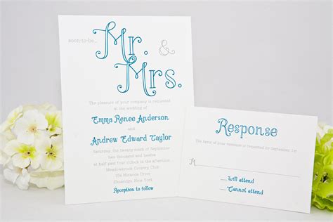 pretty calligraphy wedding invitations mr and mrs themed | OneWed.com