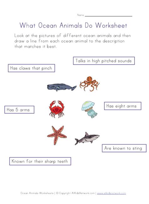 Sea Animal Worksheet | Ocean Themed Worksheets | Pinterest | Animals, Worksheets and Ocean