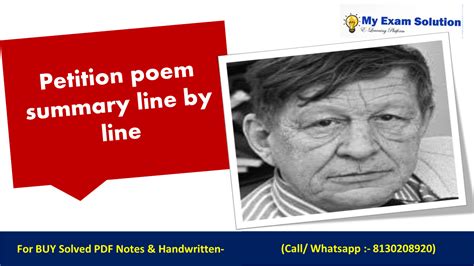 Petition Poem by W. H. Auden Summary line by line - My Exam Solution