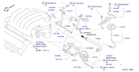 Infiniti M45 Exhaust Gas Recirculation (EGR) Valve Gasket. Exhaust Gas ...