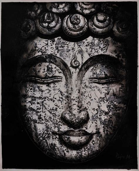 Meditation Buddha oil Colour Painting , black And White , Bhaktapur Art ...