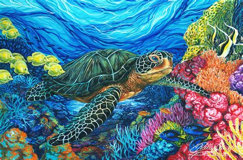 Florida Sea Turtle Artwork | Sea turtle painting, Sea turtle artwork, Turtle painting