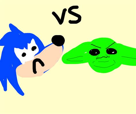 Sonic fights baby yoda - Drawception