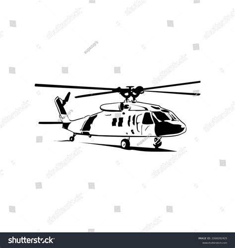 Helicopter Silhouette Line Art Vector Illustration Stock Vector (Royalty Free) 2268282425 ...