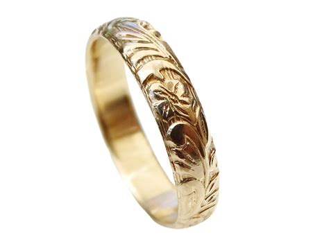 Pagan Wedding Band Women Medieval Wedding Ring Gold Flower - Etsy