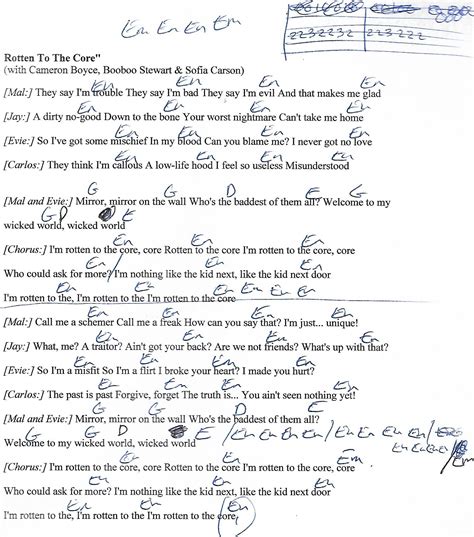 Rotten To The Core (Descendants) Guitar Chord Chart with Lyrics - http://www.youtube.com ...