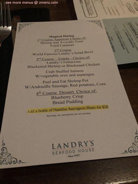 Online Menu of Landry's Seafood House Restaurant, Orlando, Florida ...