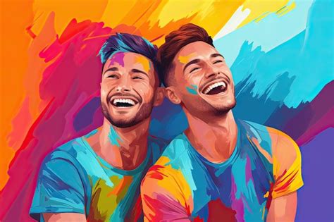 Premium AI Image | Generative AI illustration of smiling couple gay LGBT concept positive and ...