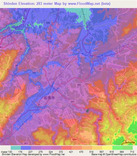 Elevation of Shinden,Japan Elevation Map, Topography, Contour