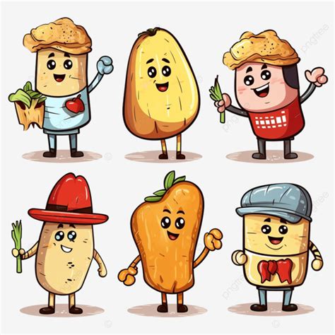 Potato Cartoon Characters With Various Professions Superman, Potato, Cartoon, Character PNG ...