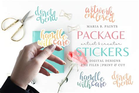 Packaging Stickers Printable Do Not Bend Artwork Enclosed (1175277) | Stickers | Design Bundles