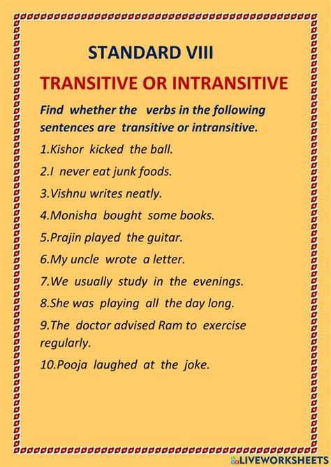 Transitive and Intransitive Verbs Worksheets - 15 Worksheets.com - Worksheets Library