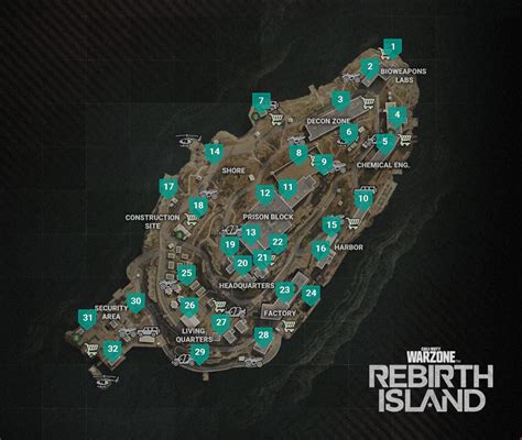 All locations on Rebirth Island in Call of Duty Warzone - Charlie INTEL