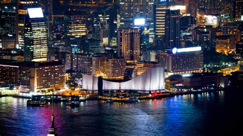 Hong Kong Iconic Night View from Victoria Peak, Beautiful Light Stock Image - Image of finance ...