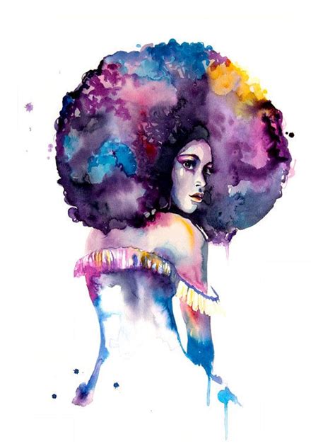 Stunning Watercolor Painting of an Afro Woman