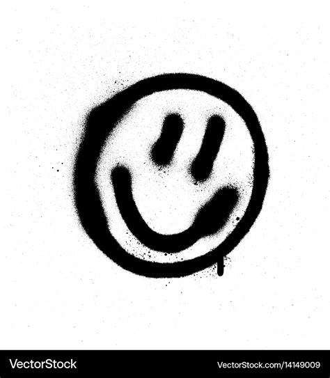 Graffiti Smiling Face Emoticon In Black On White Vector Image | My XXX ...