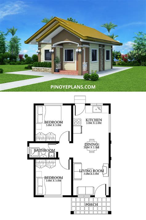 Small House Design with 2 bedrooms | Small house design plans, Building ...