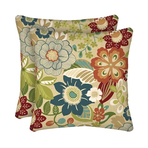 Garden Treasures 2-Pack Bloomery Floral Square Throw Outdoor Decorative Pillow in the Outdoor ...