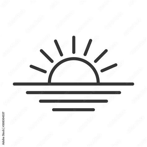 Sunset linear icon. Rising sun icon. Stock Vector | Adobe Stock