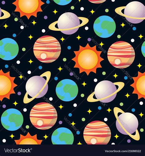 Seamless space and planet pattern Royalty Free Vector Image