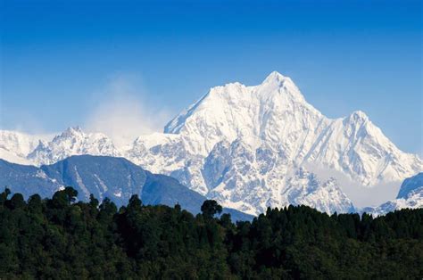 Mount Kanchenjunga Range of the Himalayas at First Light Stock Image - Image of blue, glacier ...